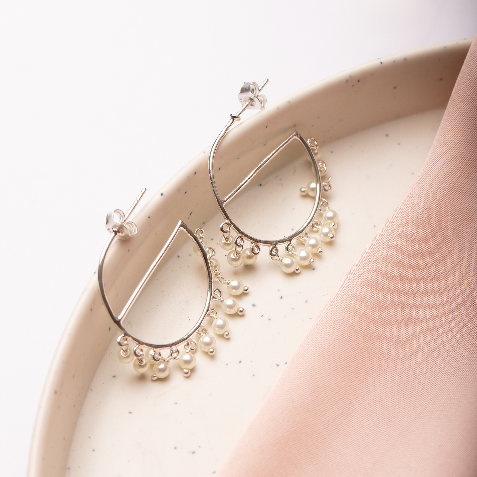 Pearlette Half-Hoop Earrings